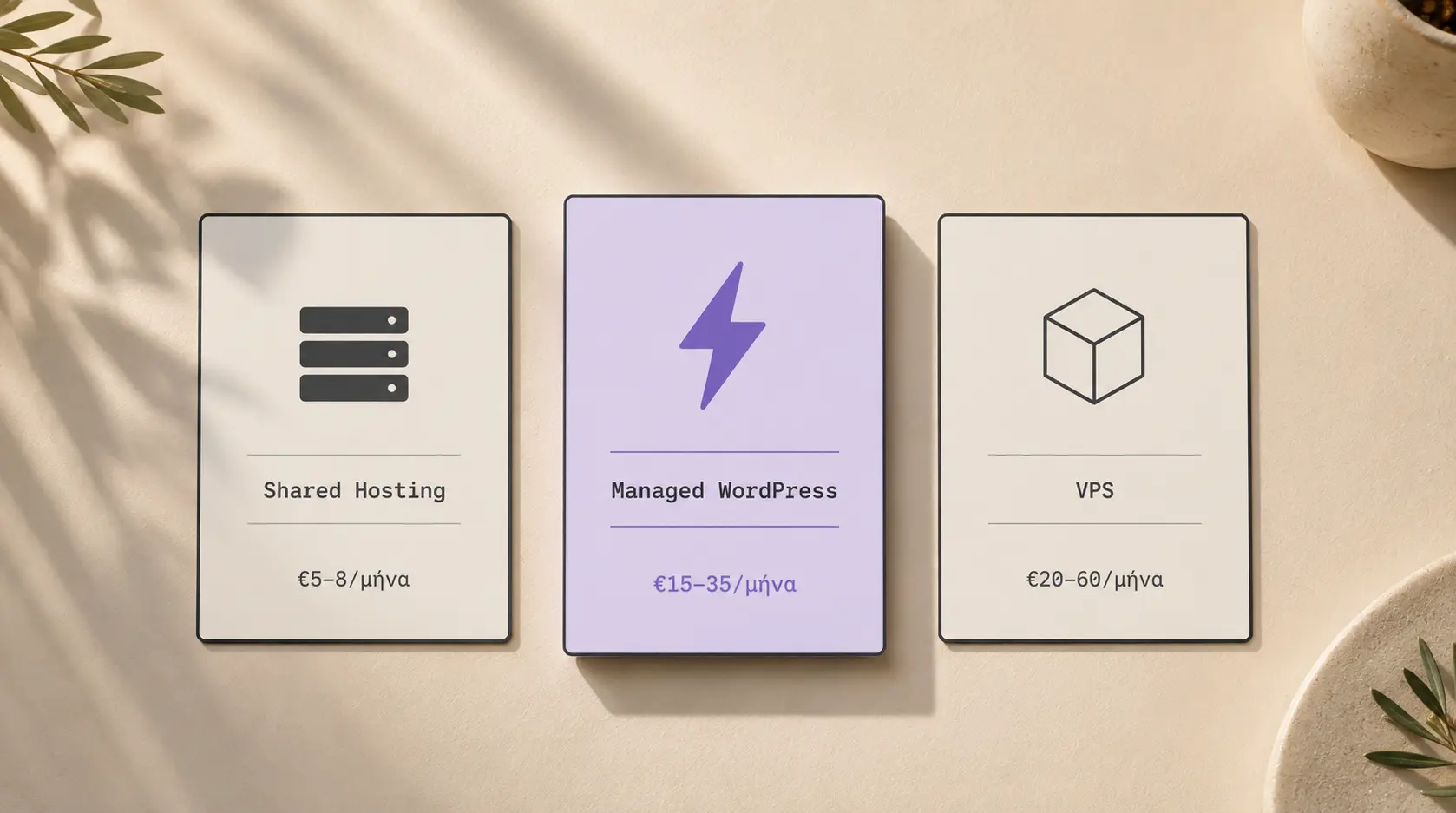 Σύγκριση τύπων WordPress hosting: shared, managed, VPS